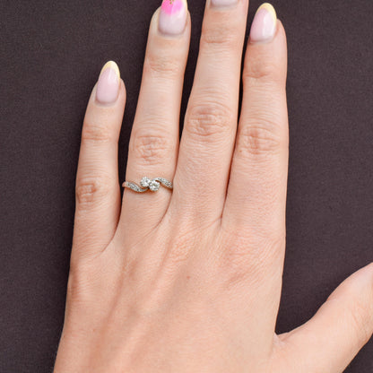 Antique Diamond 'Toi Et Moi' Two Stone Twist 18ct White Gold Ring