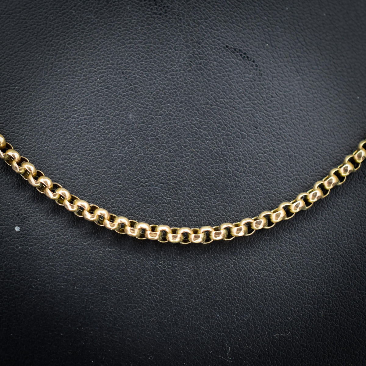 Antique 9ct Gold Faceted Belcher Link Chain Necklace with Barrel Clasp | 17.5"