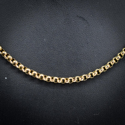 Antique 9ct Gold Faceted Belcher Link Chain Necklace with Barrel Clasp | 17.5"