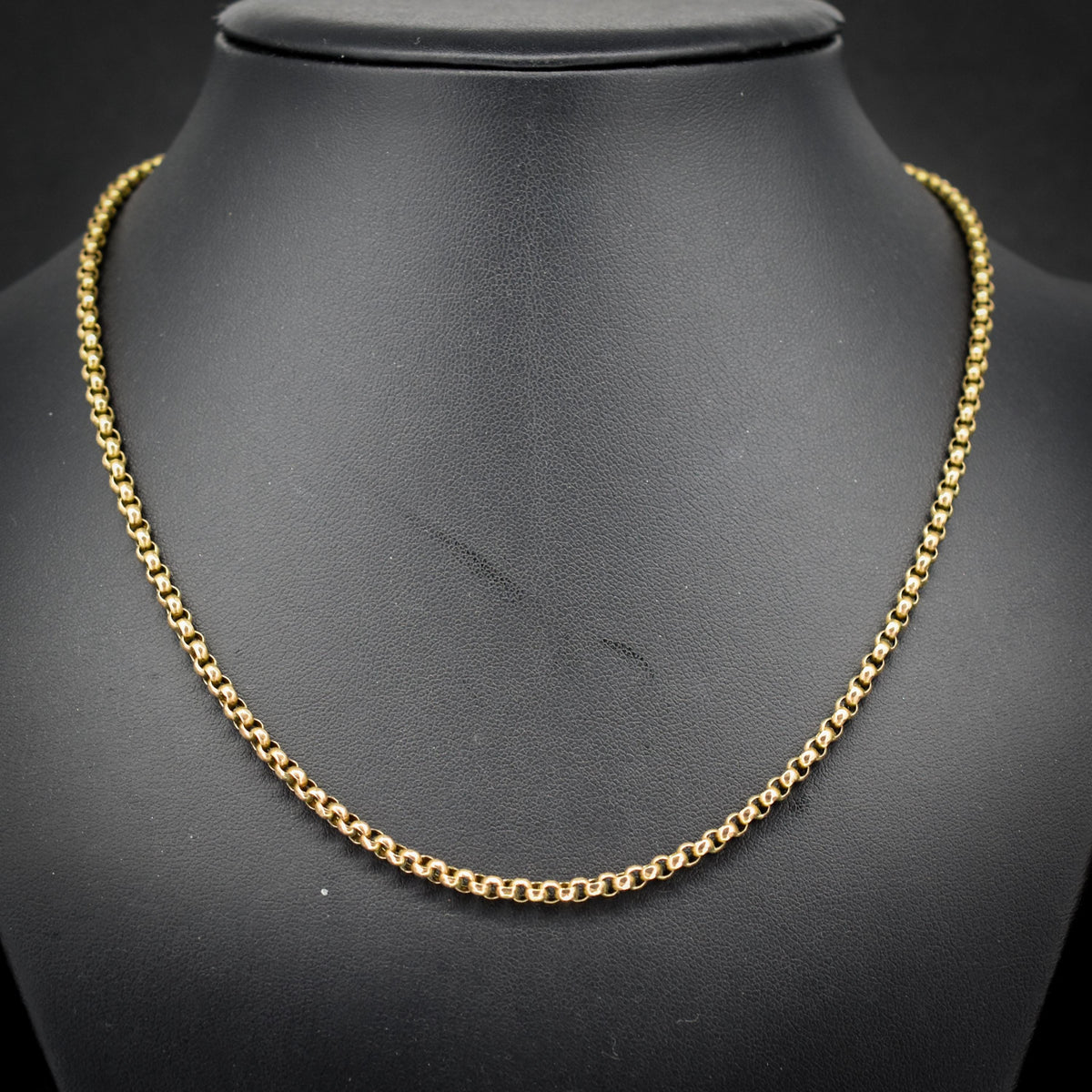 Antique 9ct Gold Faceted Belcher Link Chain Necklace with Barrel Clasp | 17.5"
