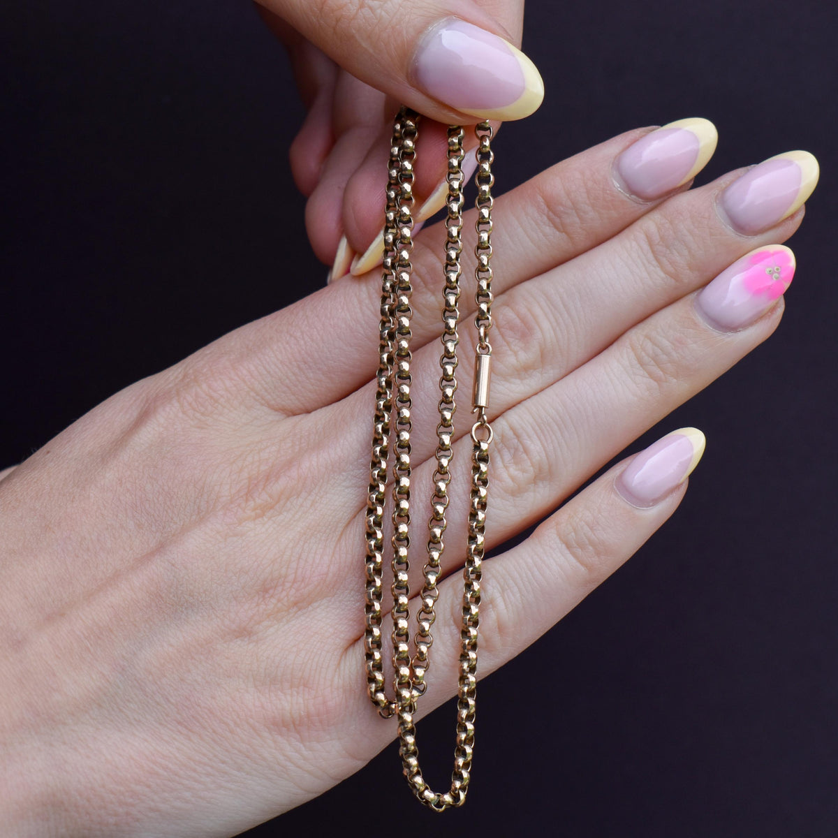 Antique 9ct Gold Faceted Belcher Link Chain Necklace with Barrel Clasp | 17.5"