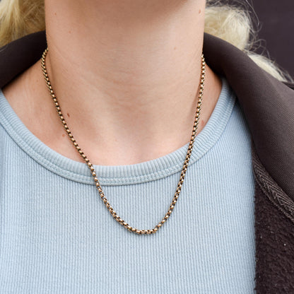 Antique 9ct Gold Faceted Belcher Link Chain Necklace with Barrel Clasp | 17.5"