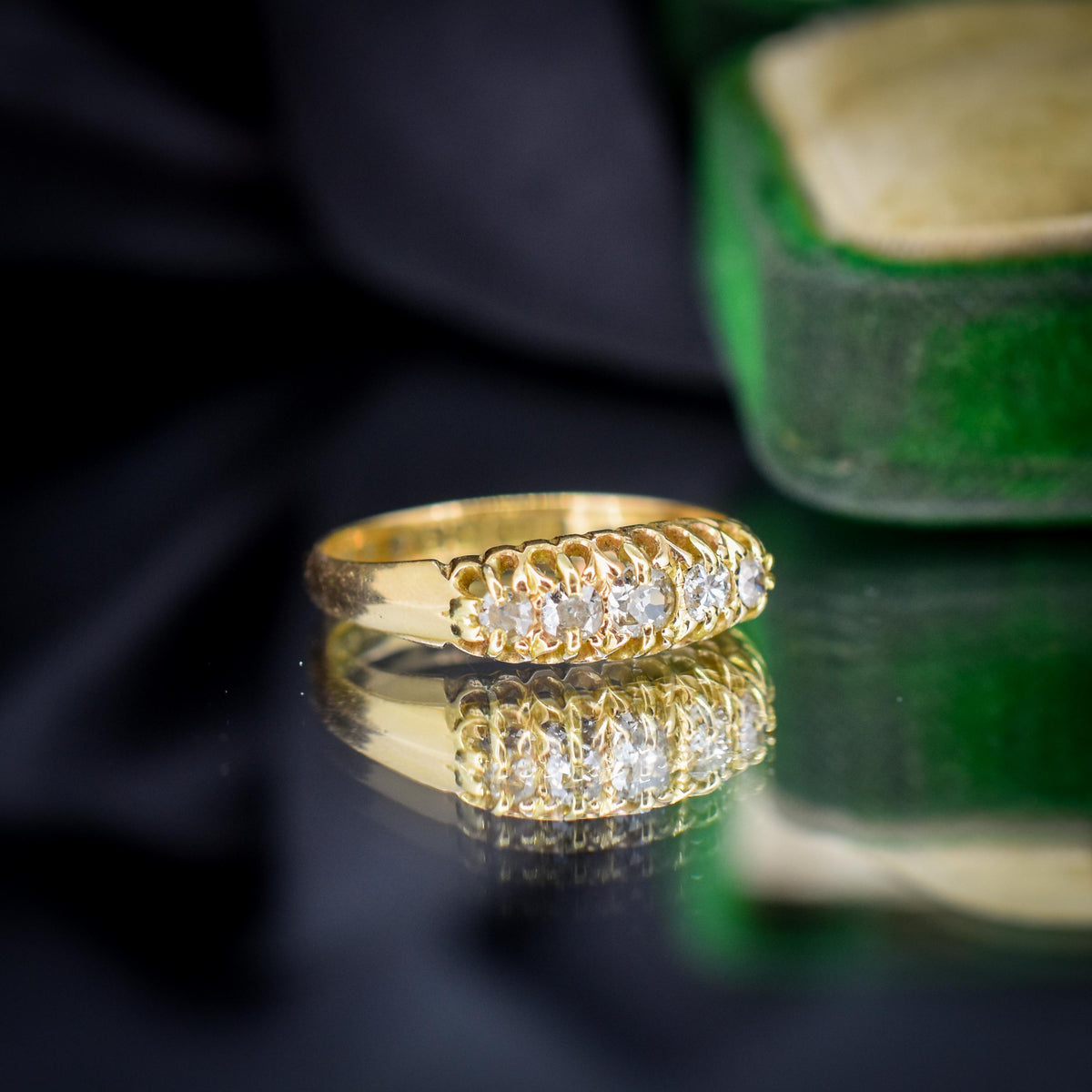 Antique '1917' Old Cut Diamond Five Stone 18ct Yellow Gold Ring