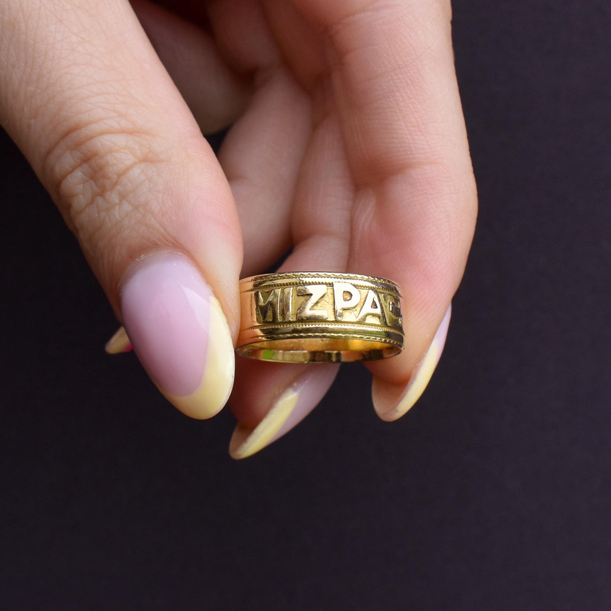 Antique Mizpah 18ct Yellow Gold Band Ring | Birmingham 1887