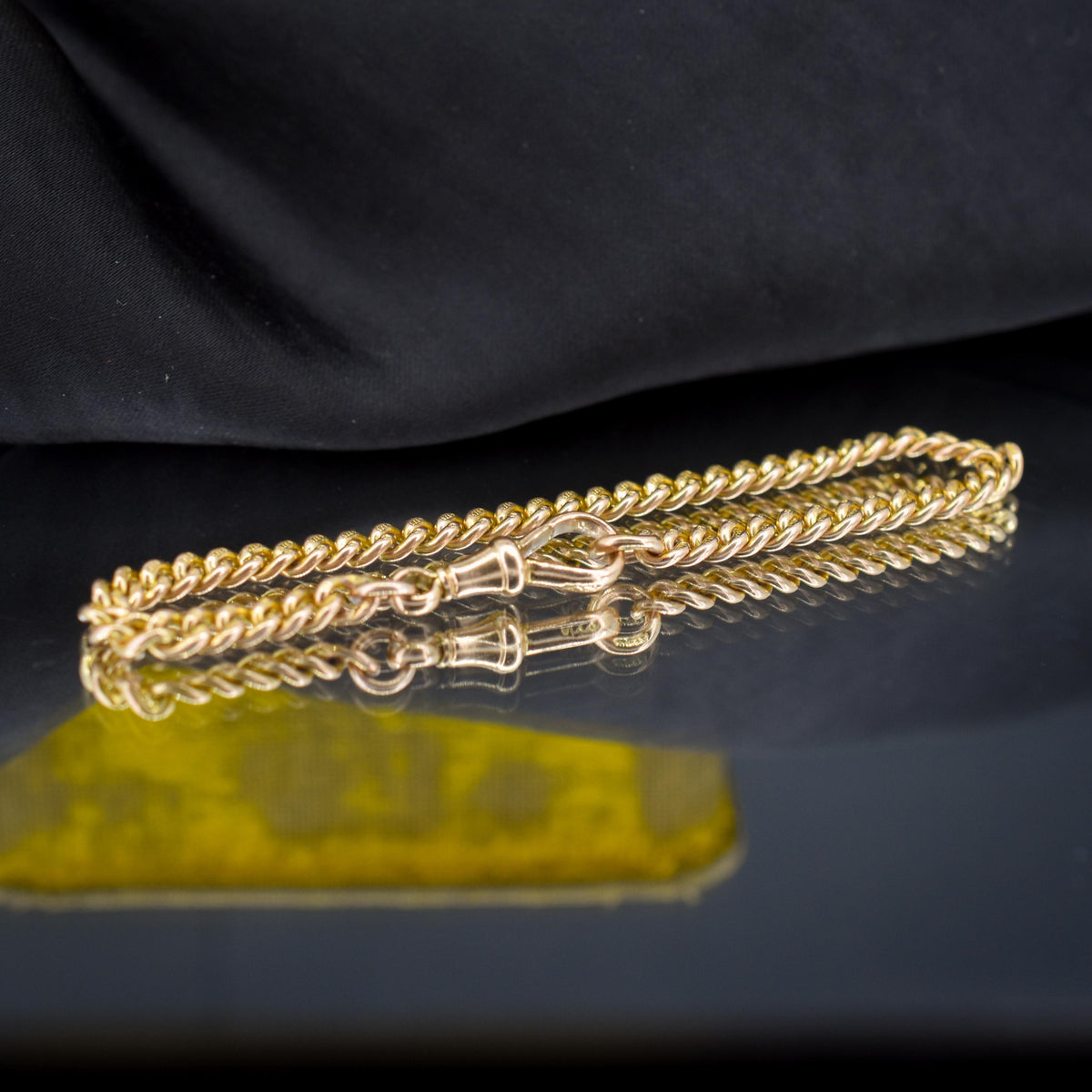 Antique 9ct Gold Curb Link Dog Clip Bracelet | 7"