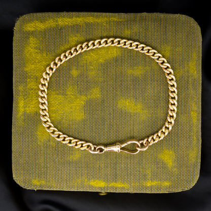 Antique 9ct Gold Curb Link Dog Clip Bracelet | 7"