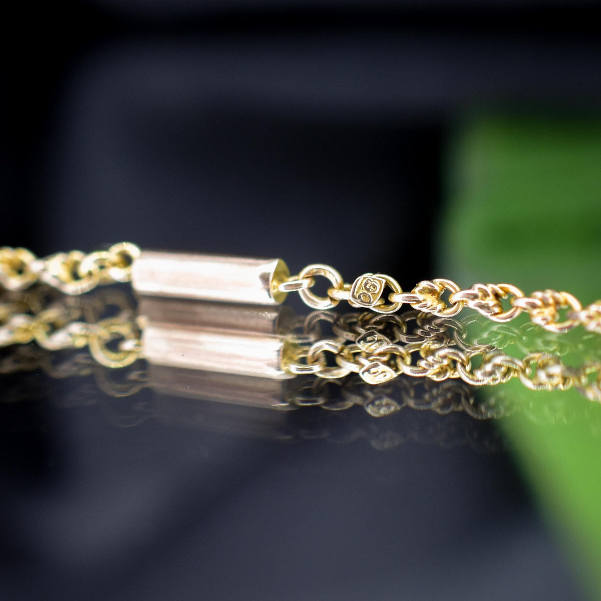 Antique 9ct Gold Love Knot Link Chain Necklace with Barrel Clasp | 16.5"