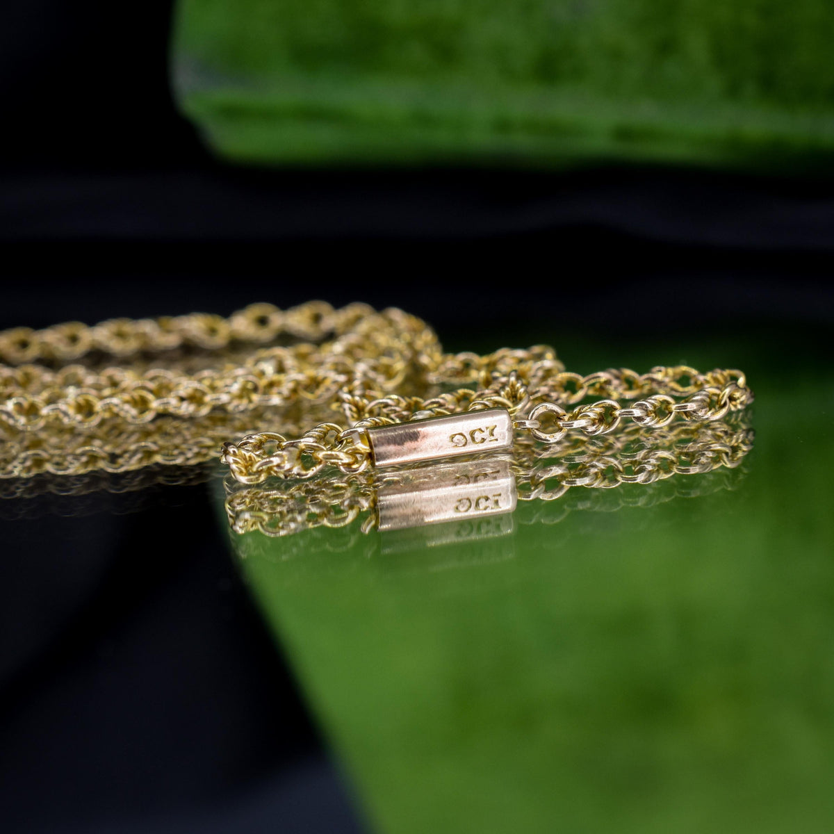Antique 9ct Gold Love Knot Link Chain Necklace with Barrel Clasp | 16.5"