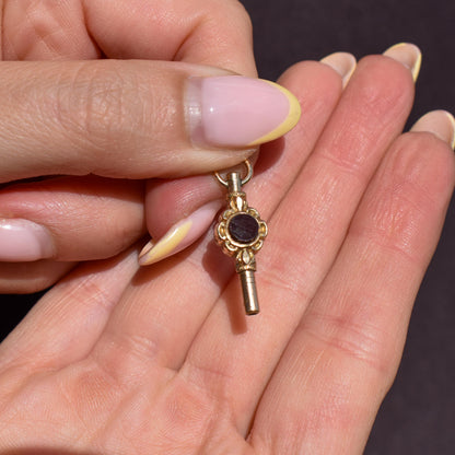 Antique Agate Gold Cased Watch Key Fob Pendant Charm