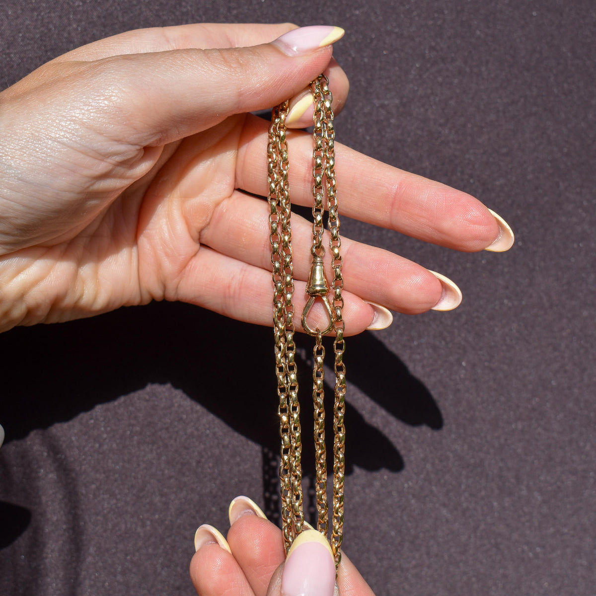 Antique Victorian 9ct Gold Faceted Link Chain Necklace with Dog Clip | 21.25"
