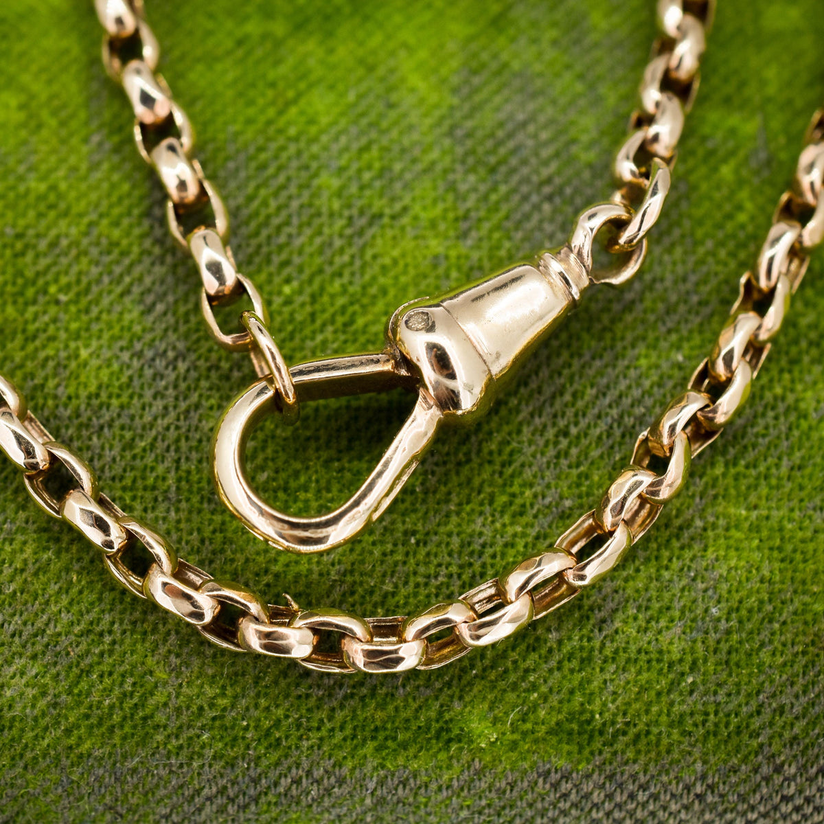 Antique Victorian 9ct Gold Faceted Link Chain Necklace with Dog Clip | 21.25"