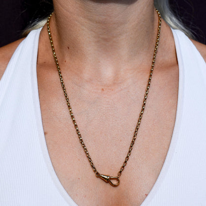 Antique Victorian 9ct Gold Faceted Link Chain Necklace with Dog Clip | 21.25"