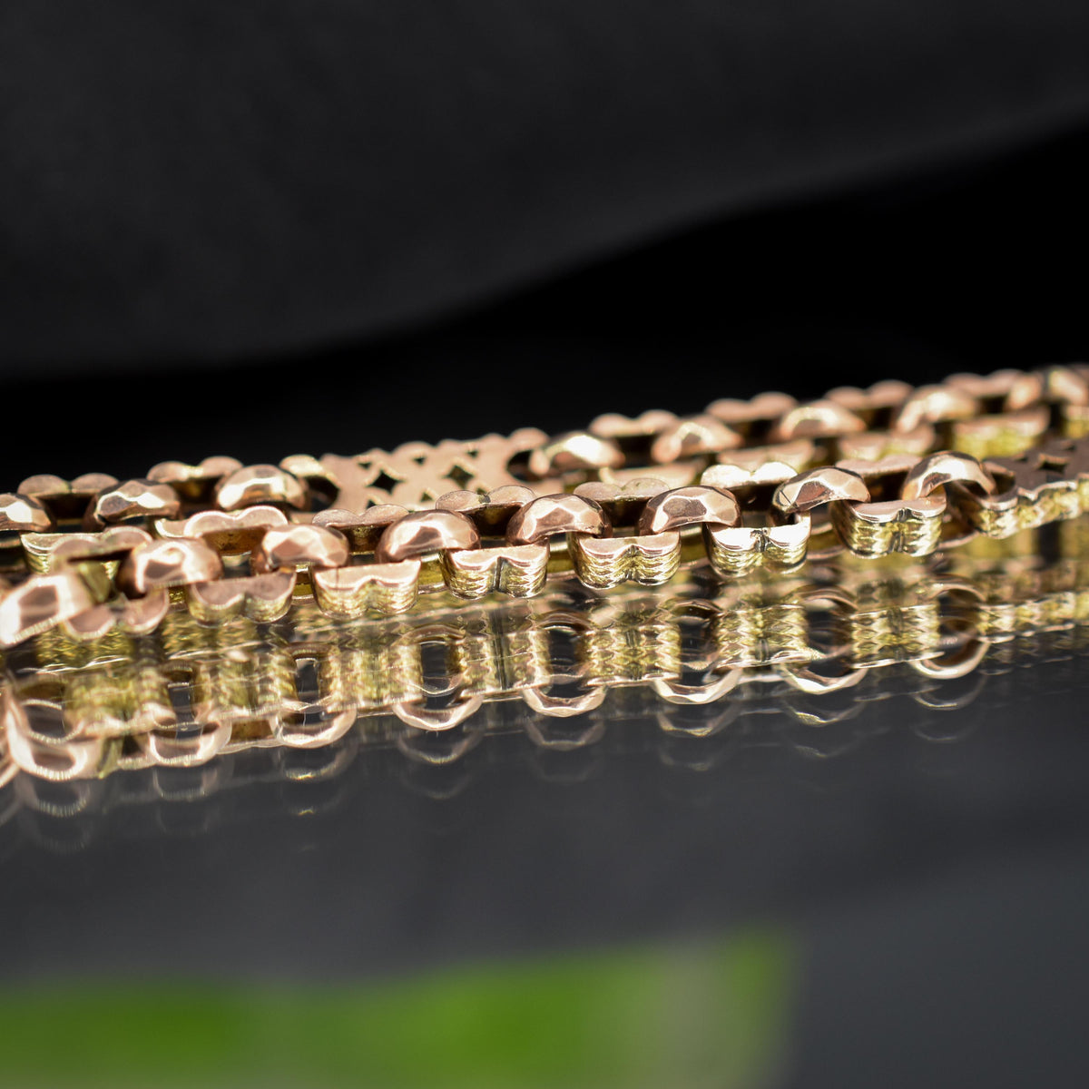 Antique Fancy Link 9ct Gold Chain Bracelet with T-bar | 7.5"