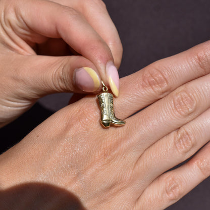 Vintage Cowboy Boot 9ct Yellow Gold Charm Pendant