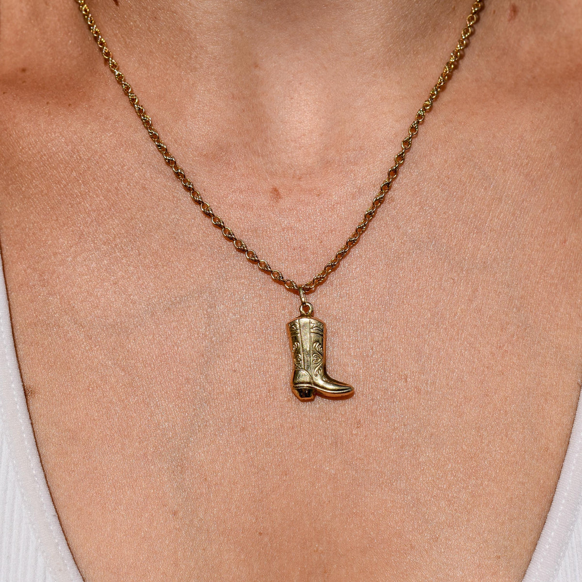 Vintage Cowboy Boot 9ct Yellow Gold Charm Pendant
