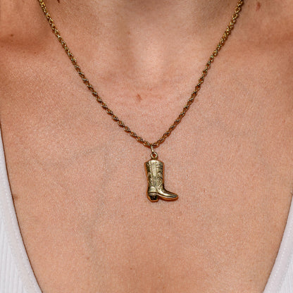 Vintage Cowboy Boot 9ct Yellow Gold Charm Pendant