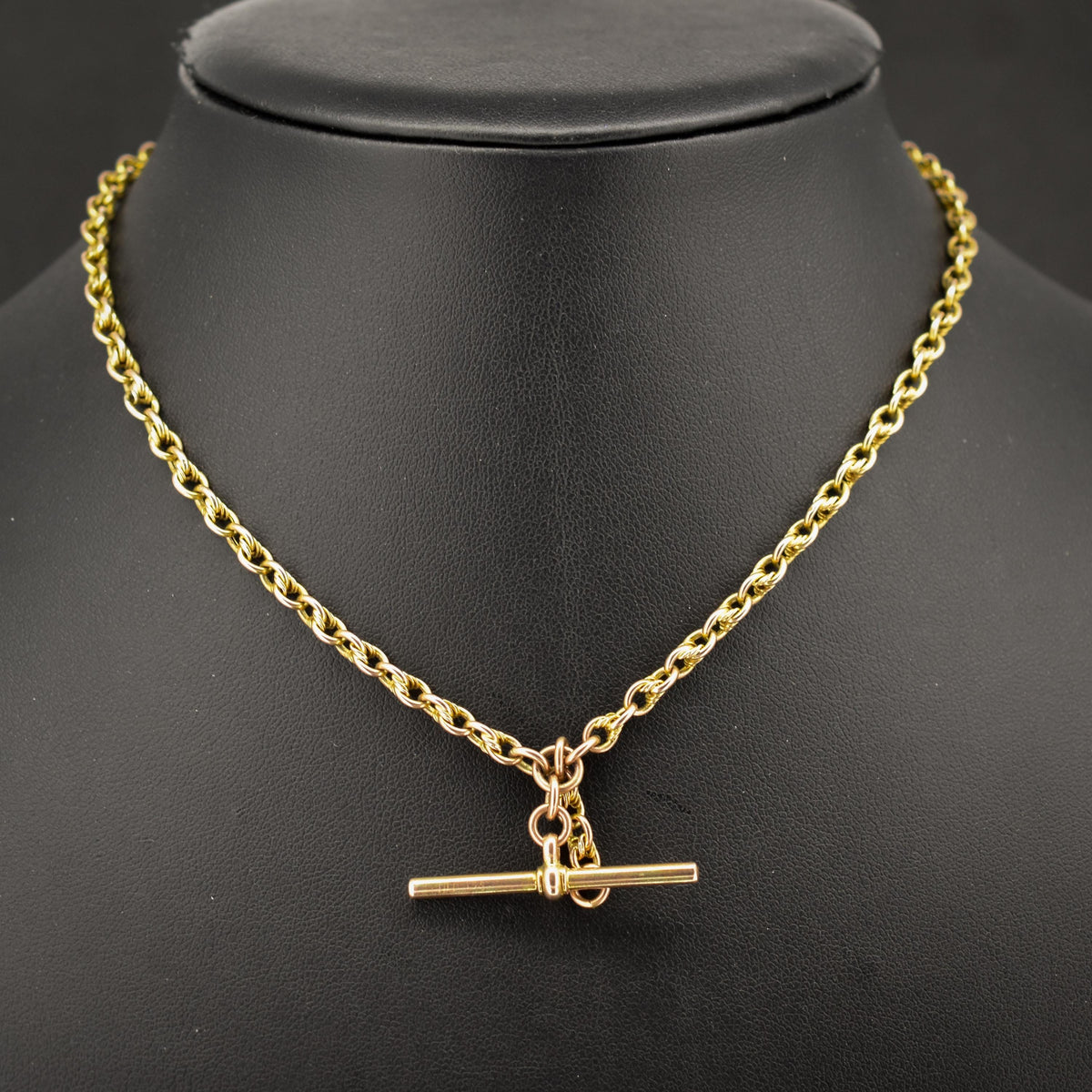 Antique 9ct Gold Love Knot Link Double Albert Watch Chain Necklace | 14.5"