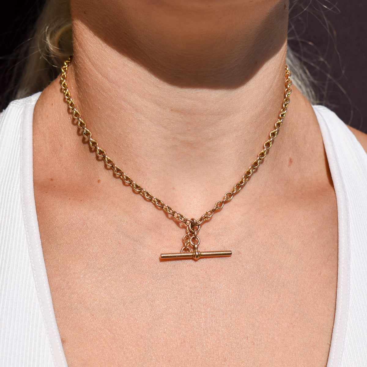 Antique 9ct Gold Love Knot Link Double Albert Watch Chain Necklace | 14.5"
