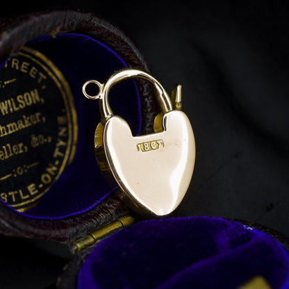 Antique Edwardian 18ct Gold Heart Padlock Pendant