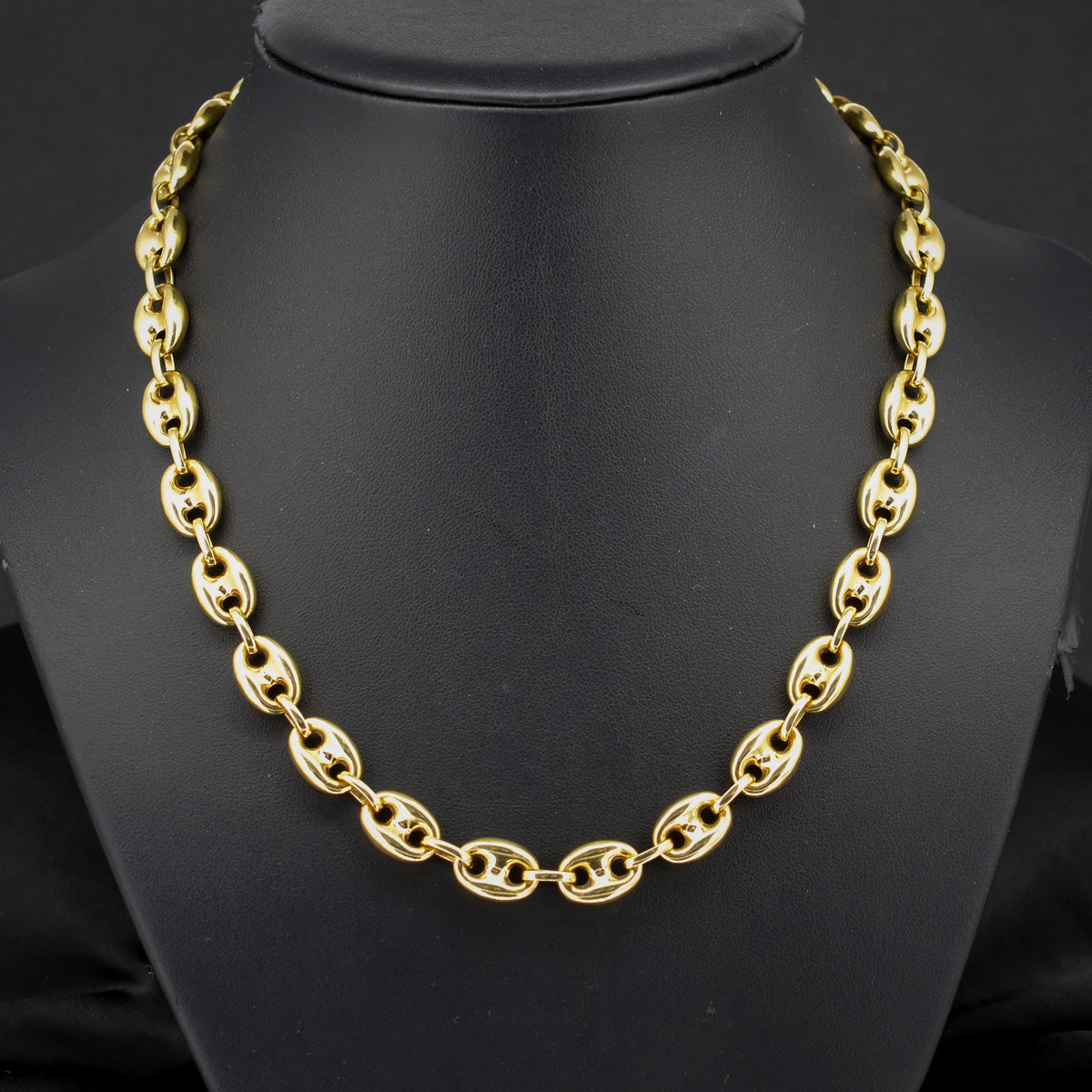 Vintage 9ct Gold 18" Puffy Mariner Anchor Link Chain Necklace