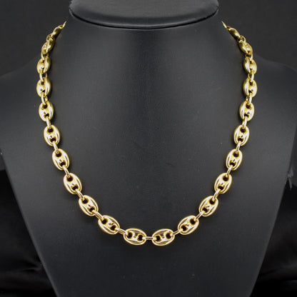 Vintage 9ct Gold 18" Puffy Mariner Anchor Link Chain Necklace