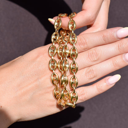 Vintage 9ct Gold 18" Puffy Mariner Anchor Link Chain Necklace