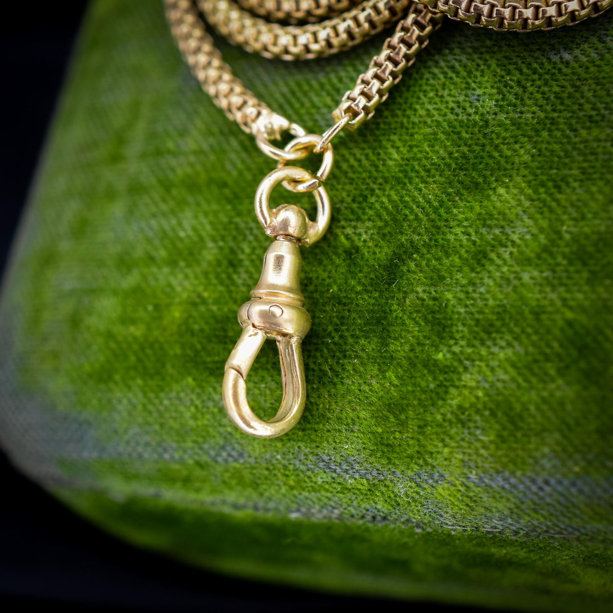 Antique 18ct Rolled Gold Fancy Popcorn Link Guard Chain Necklace with Dog Clip | 51"