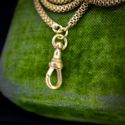 Antique 18ct Rolled Gold Fancy Popcorn Link Guard Chain Necklace with Dog Clip | 51"