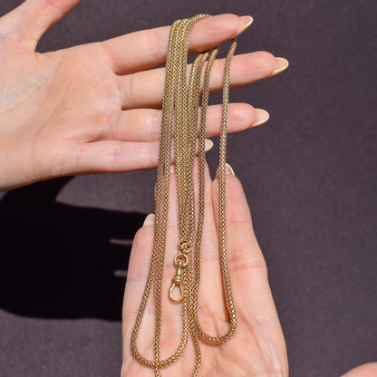 Antique 18ct Rolled Gold Fancy Popcorn Link Guard Chain Necklace with Dog Clip | 51"