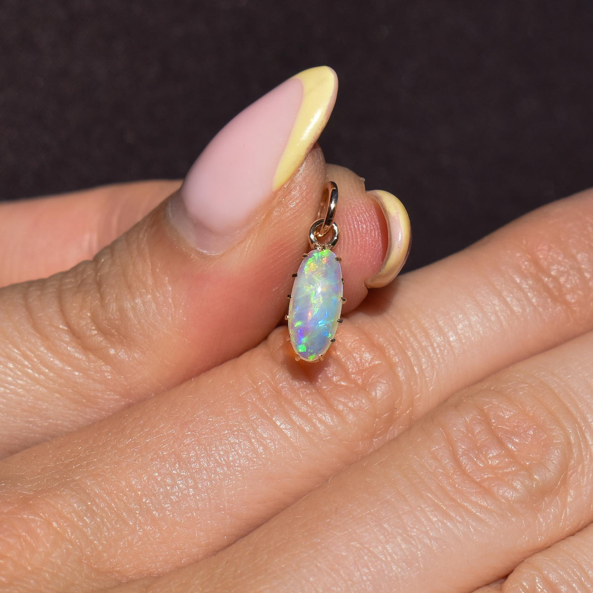 Antique 15ct Gold Natural Solid Opal Oval Charm Pendant