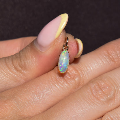 Antique 15ct Gold Natural Solid Opal Oval Charm Pendant
