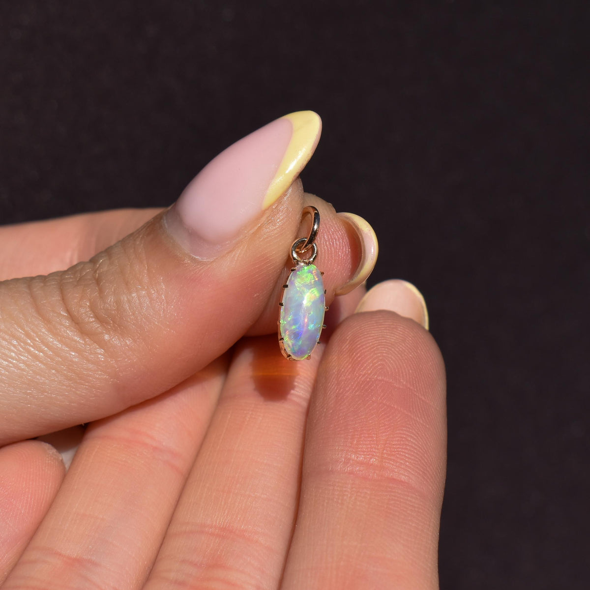 Antique 15ct Gold Natural Solid Opal Oval Charm Pendant