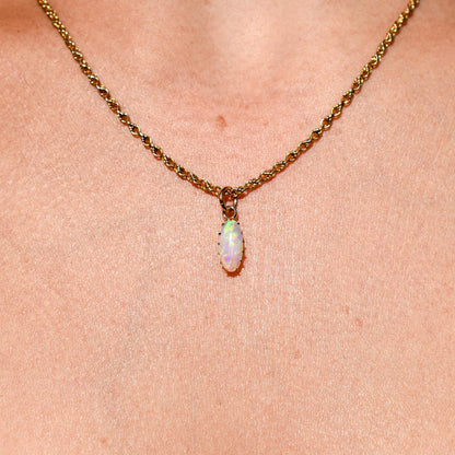 Antique 15ct Gold Natural Solid Opal Oval Charm Pendant