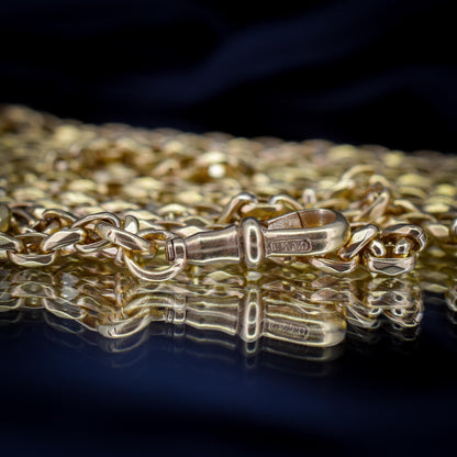 Antique 18ct Rolled Gold Faceted Belcher Link Guard Chain Necklace with Dog Clip | 56"