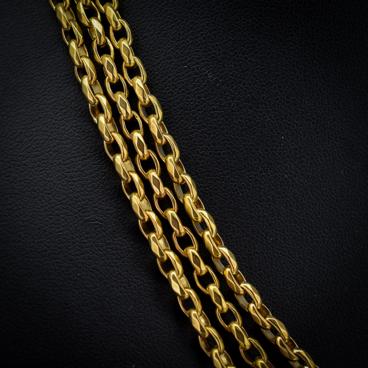 Antique 18ct Rolled Gold Faceted Belcher Link Guard Chain Necklace with Dog Clip | 56"