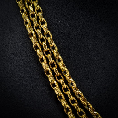 Antique 18ct Rolled Gold Faceted Belcher Link Guard Chain Necklace with Dog Clip | 56"