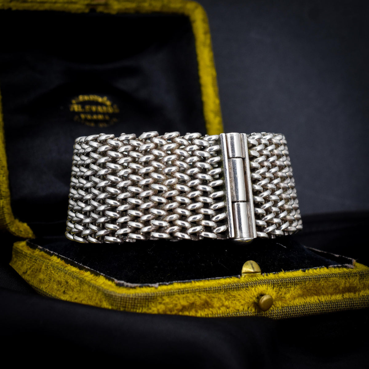Vintage Sterling Silver Tomasz Stajszczak Poland Mesh Cuff Bracelet | 7.5"