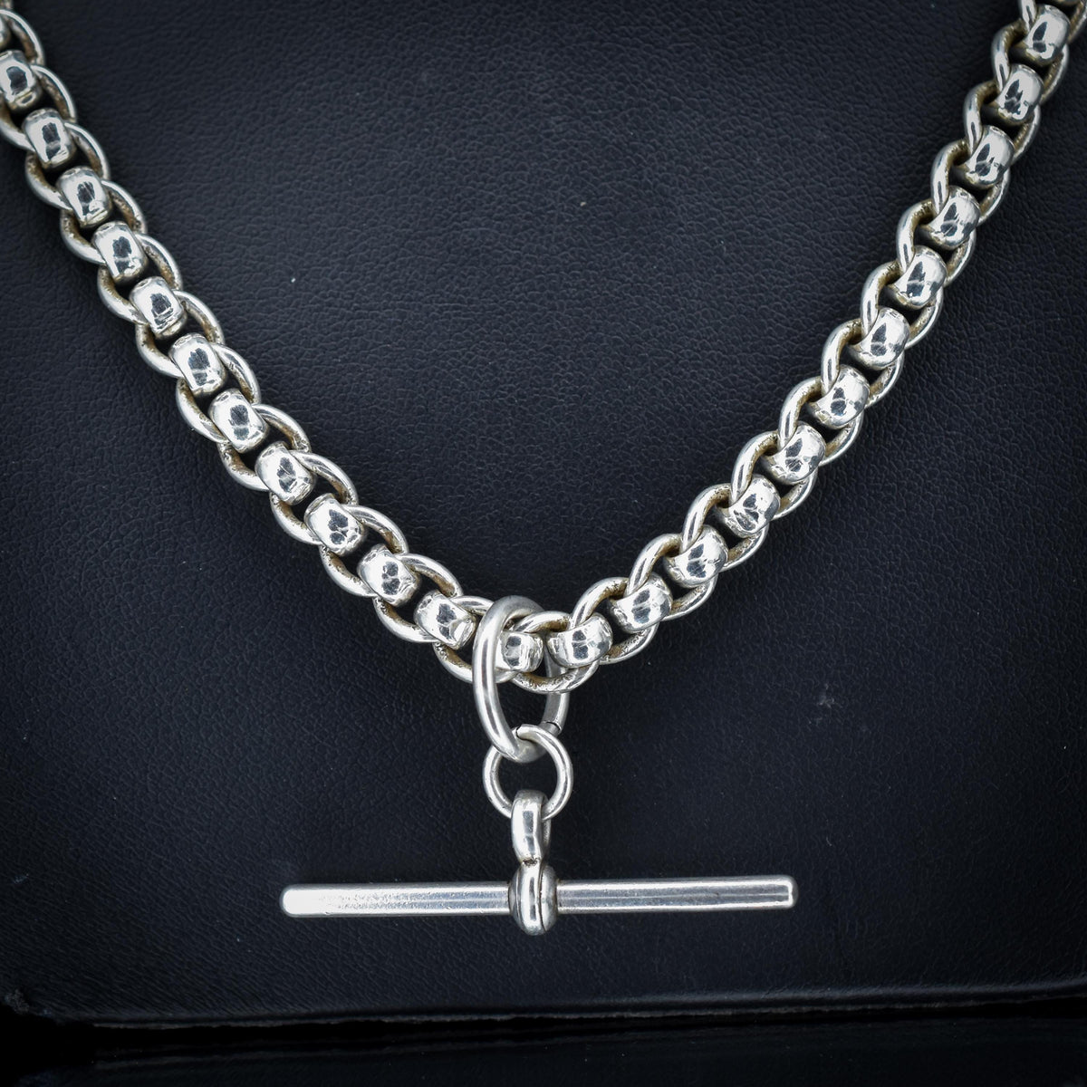 Vintage Sterling Silver Rollerball Albert Watch Chain Necklace | 19"