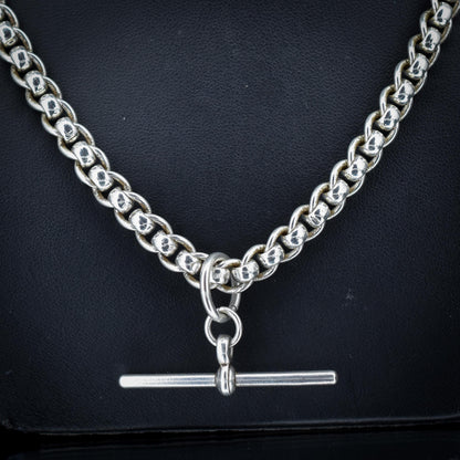 Vintage Sterling Silver Rollerball Albert Watch Chain Necklace | 19"