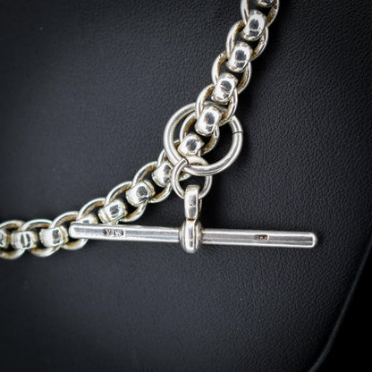Vintage Sterling Silver Rollerball Albert Watch Chain Necklace | 19"