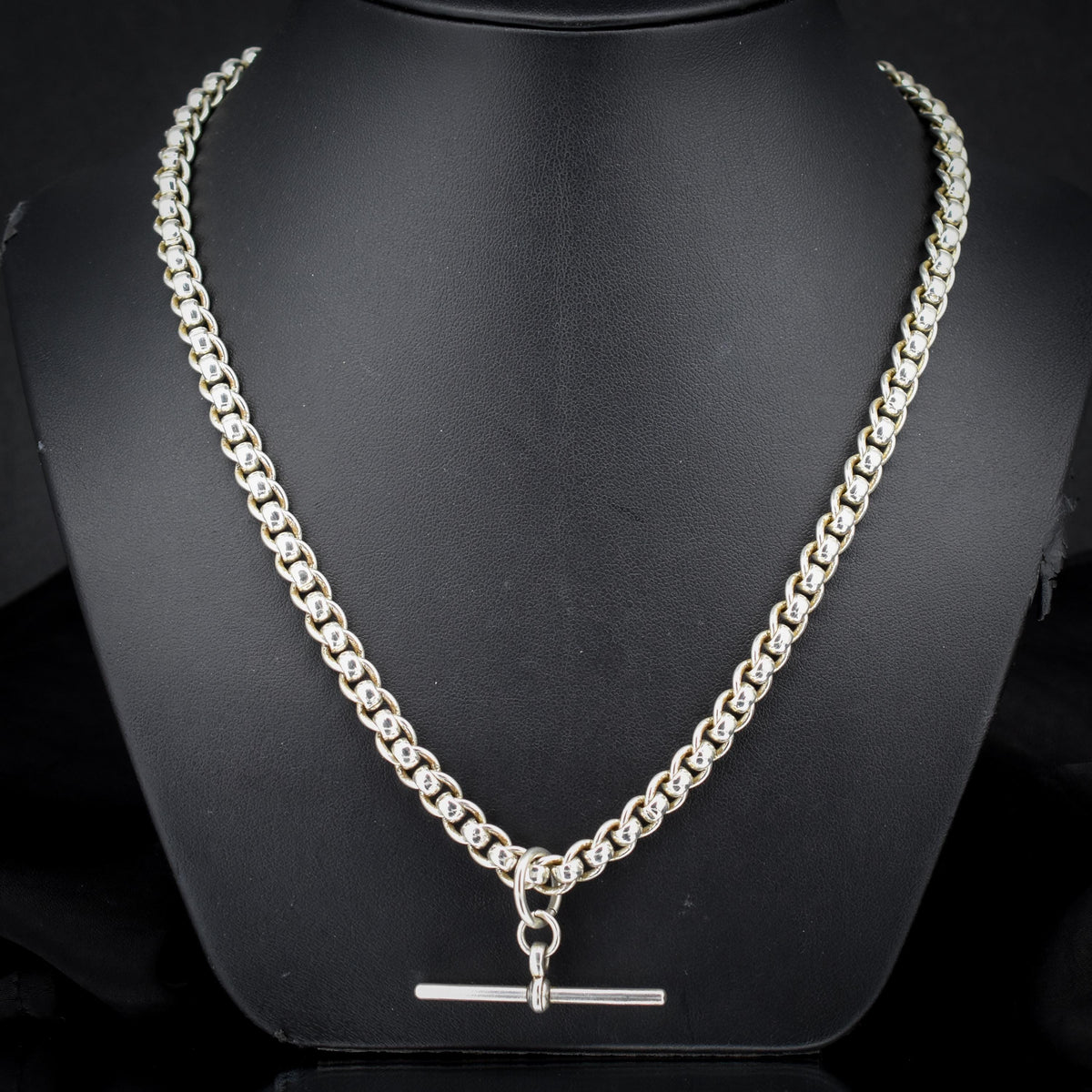 Vintage Sterling Silver Rollerball Albert Watch Chain Necklace | 19"