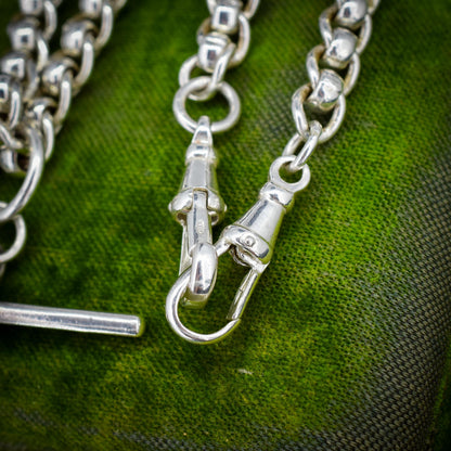 Vintage Sterling Silver Rollerball Albert Watch Chain Necklace | 19"