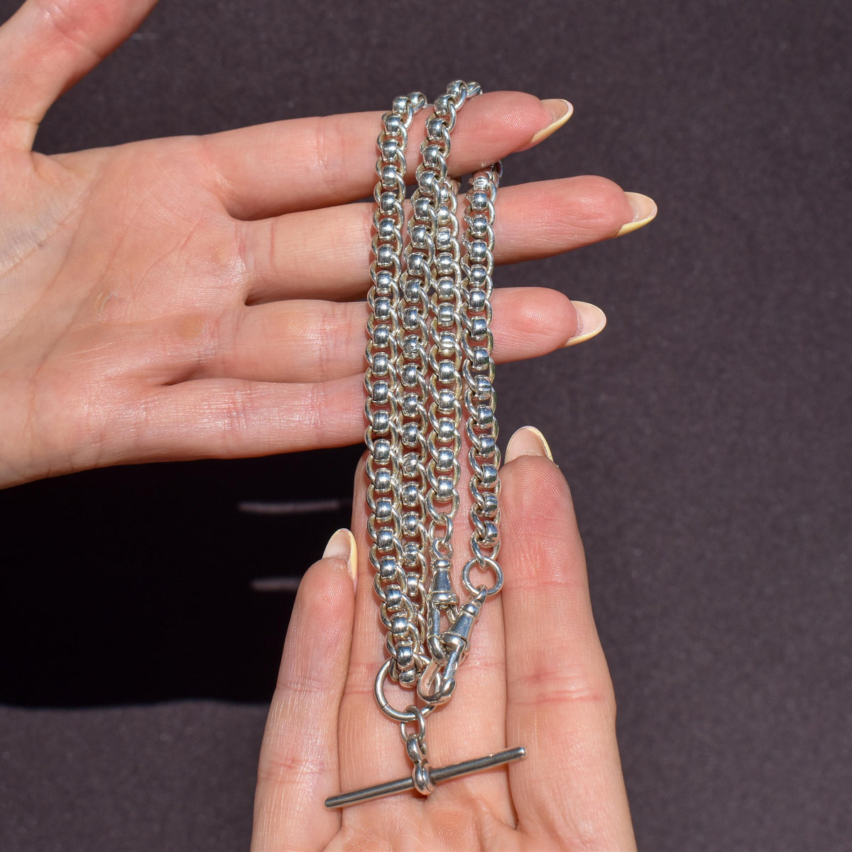 Vintage Sterling Silver Rollerball Albert Watch Chain Necklace | 19"