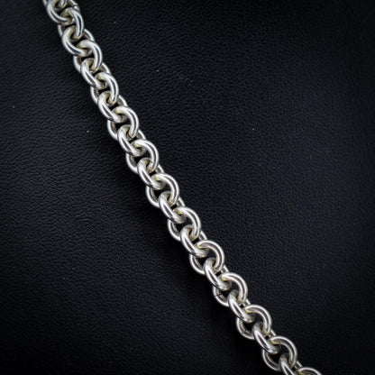 Vintage Sterling Silver Rolo Round Link Watch Chain Necklace with T-Bar and Dog Clips – 21"