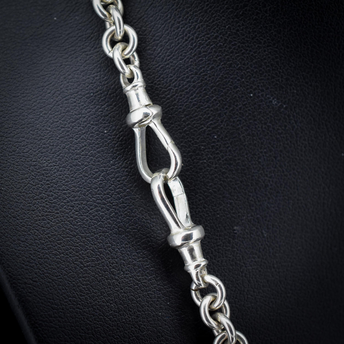 Vintage Sterling Silver Rolo Round Link Watch Chain Necklace with T-Bar and Dog Clips – 21"