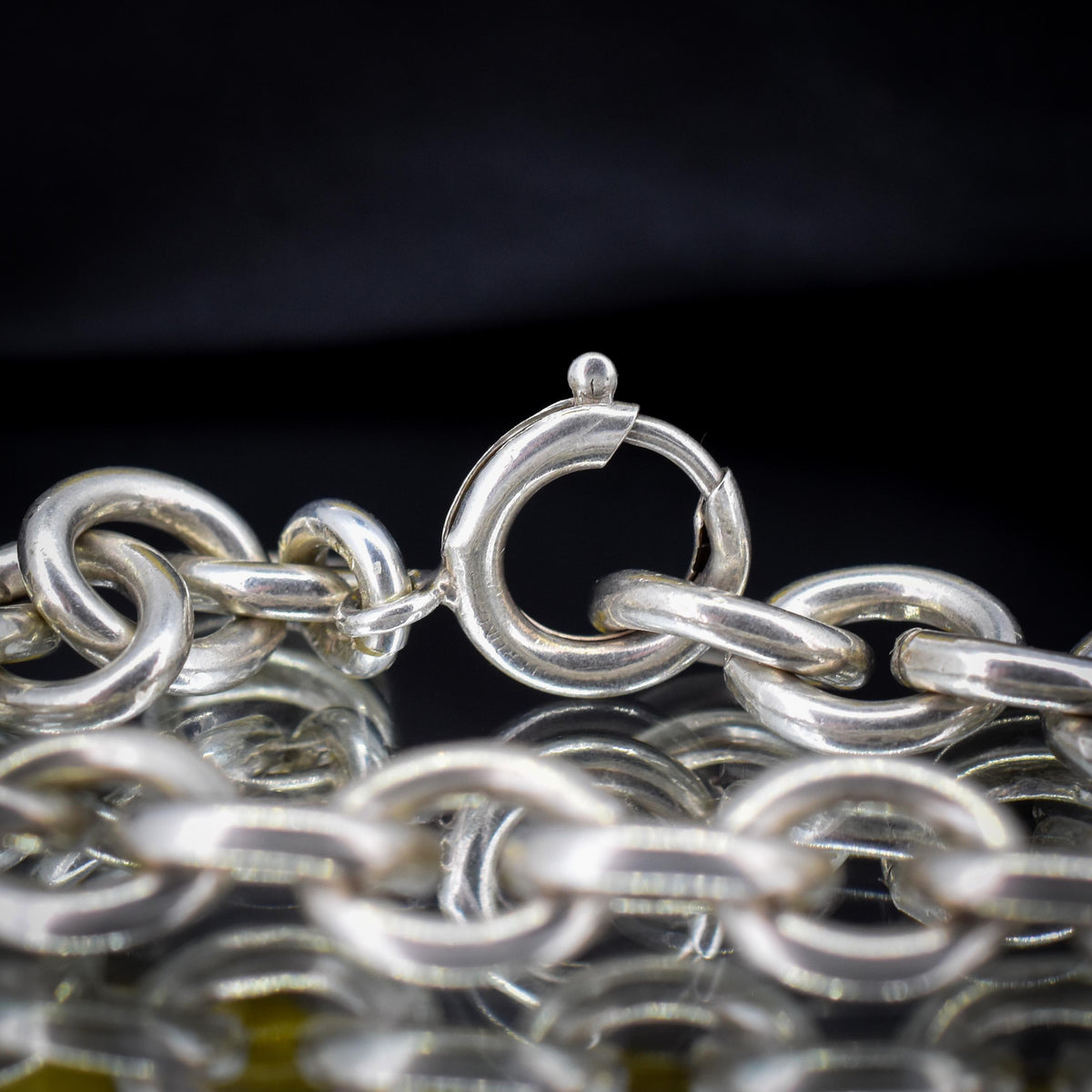 Vintage Sterling Silver Oval Cable Link Bracelet with Bolt Ring | 7.5"