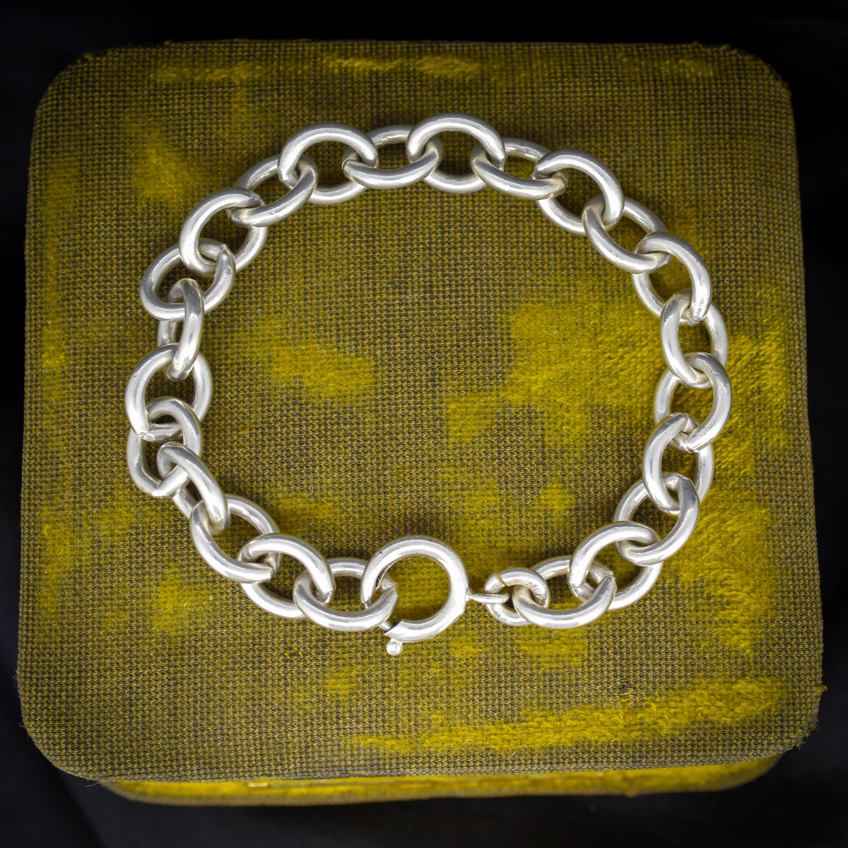 Vintage Sterling Silver Oval Cable Link Bracelet with Bolt Ring | 7.5"
