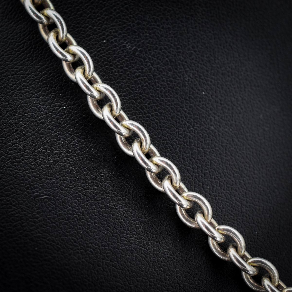 Vintage Sterling Silver Oval Cable Link Watch Chain Necklace with T-Bar and Dog Clips – 17"