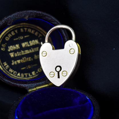 Antique Edwardian 9ct Gold Plain Heart Padlock Pendant