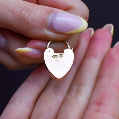 Antique Edwardian 9ct Gold Plain Heart Padlock Pendant